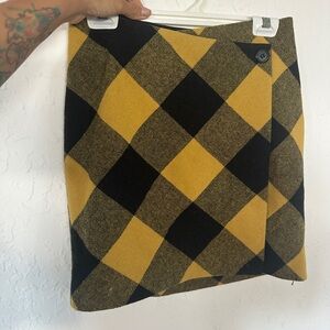 Kenzie Wool Plaid Yellow and Black Lined Skirt
